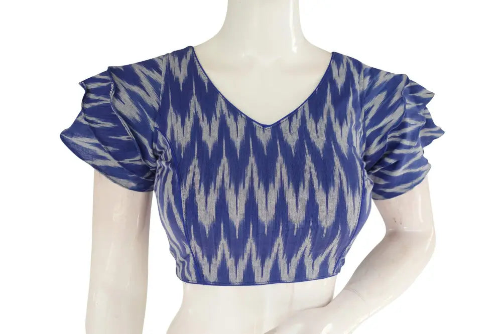 Blue, Stylish Ruffle Sleeve Readymade Saree Blouse - Women's Fashion - D3blouses