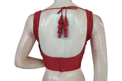 Blush in Onion Pink, Plain Semi-Silk Designer Saree Blouse, Effortless Elegance - D3blouses