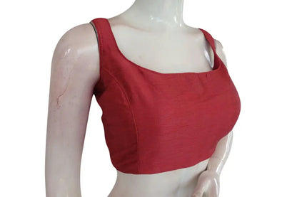 Blush in Onion Pink, Plain Semi-Silk Designer Saree Blouse, Effortless Elegance - D3blouses