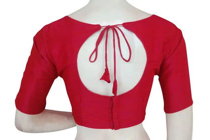 Blushing Pink, Classic Plain Boat Neck Readymade Saree Blouse - D3blouses