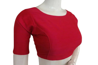 Blushing Pink, Classic Plain Boat Neck Readymade Saree Blouse - D3blouses