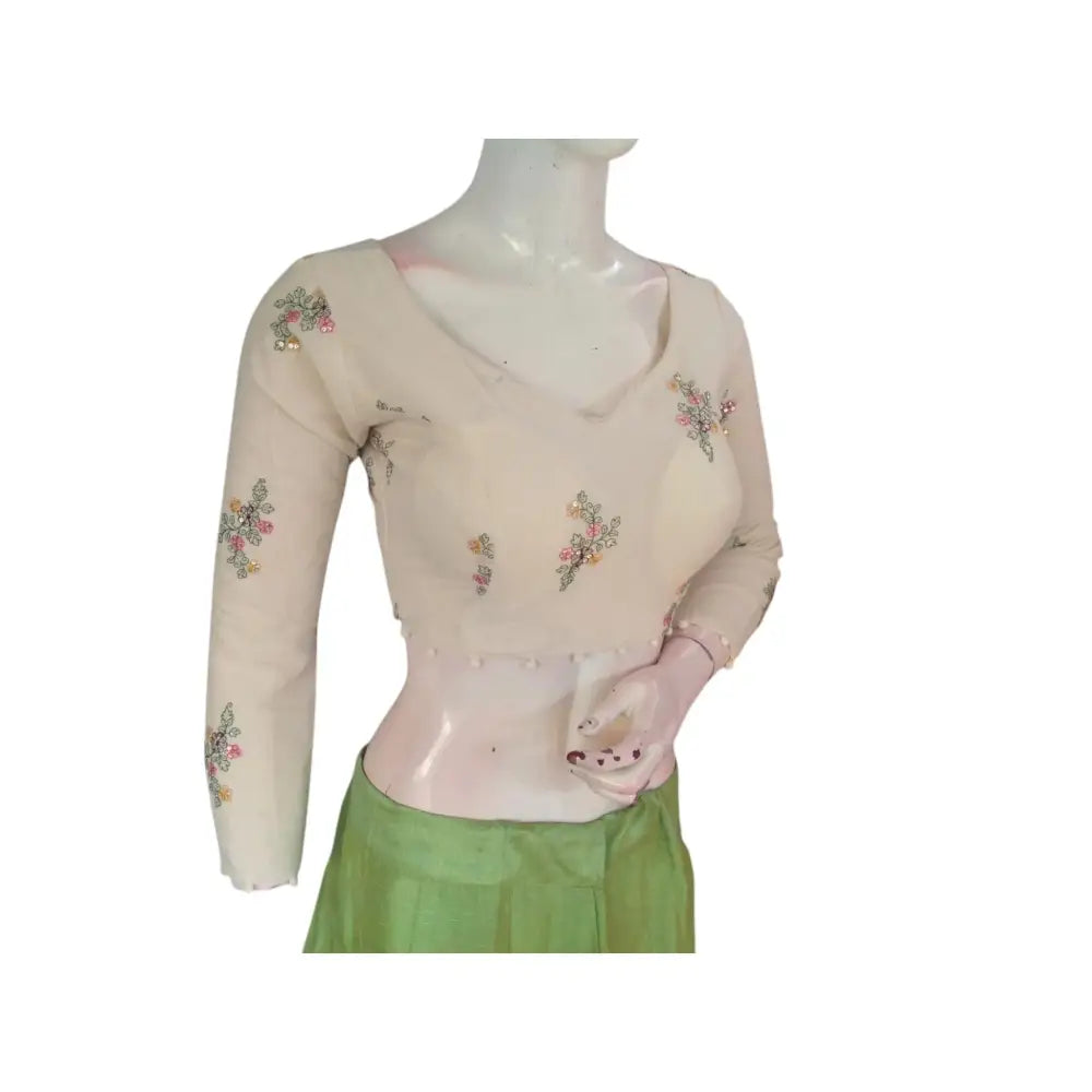 Boho Chic Khadi: Free-Spirited Fashion Designer Readymade Saree Blouse - D3blouses