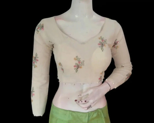 Boho Chic Khadi: Free-Spirited Fashion Designer Readymade Saree Blouse - D3blouses