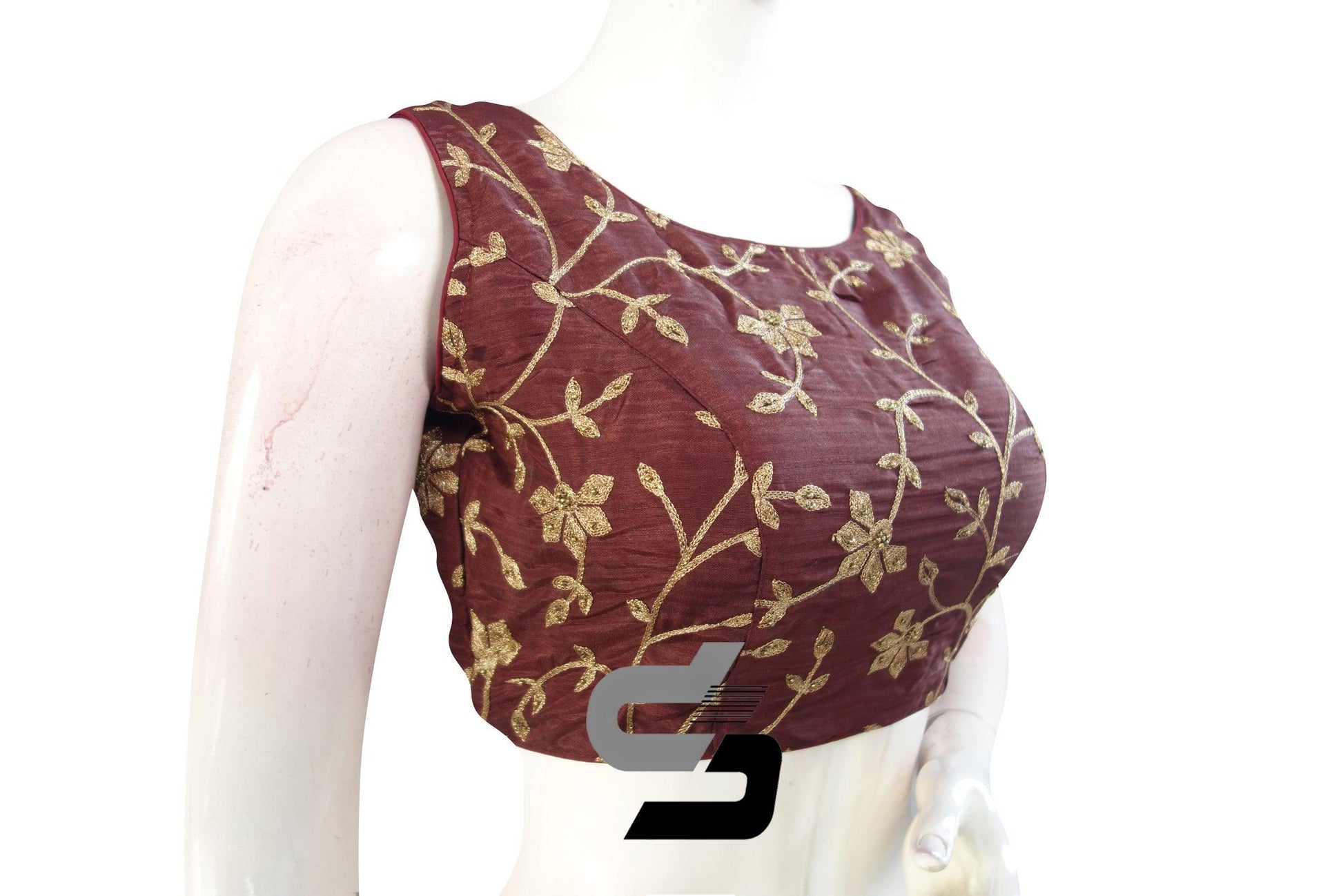 Brown Color Embroidery Party Wear Readymade Blouse - D3blouses