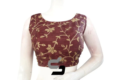 Brown Color Embroidery Party Wear Readymade Blouse - D3blouses