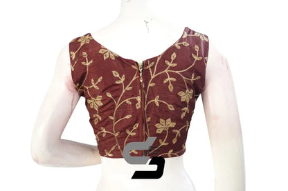 Brown Color Embroidery Party Wear Readymade Blouse - D3blouses