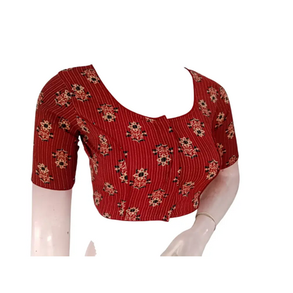 Burgundy Cotton Readymade Saree Blouse: A Rich Elegance - D3blouses