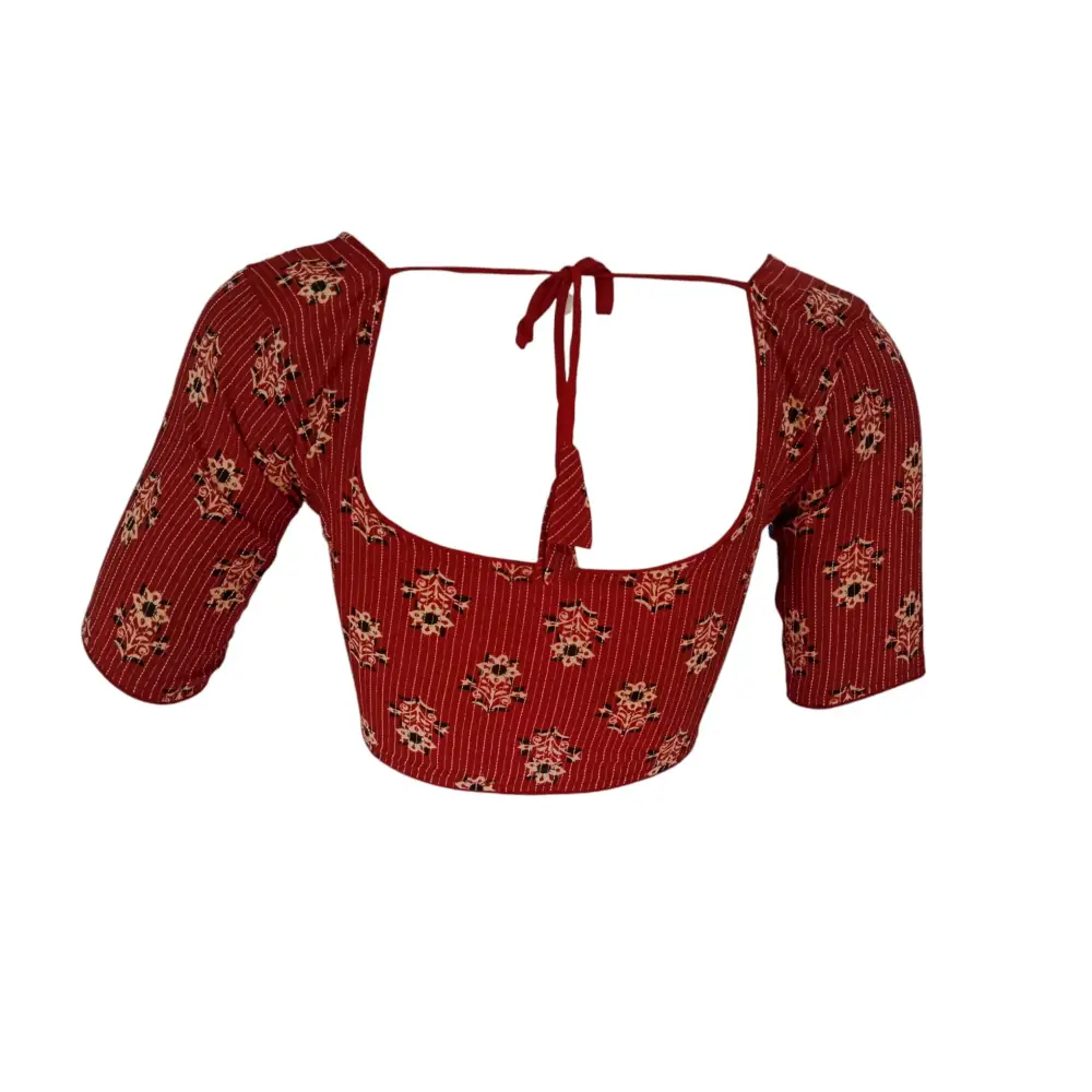 Burgundy Cotton Readymade Saree Blouse: A Rich Elegance - D3blouses