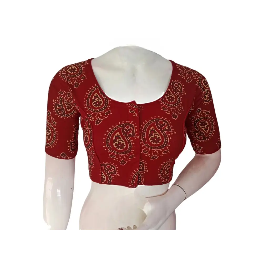Burgundy Cotton Readymade Saree Blouse: A Rich Elegance - D3blouses