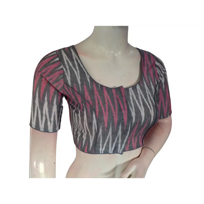 Charcoal Chic: Readymade Cotton Saree Blouse - D3blouses