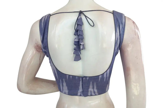 Chic Blue Ikkat Readymade Blouse, Timeless Elegance - D3blouses