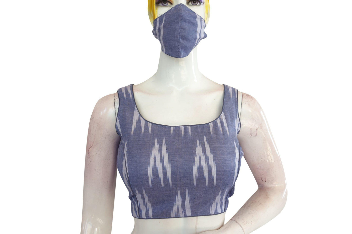 Chic Blue Ikkat Readymade Blouse, Timeless Elegance - D3blouses