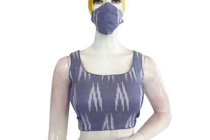 Chic Blue Ikkat Readymade Blouse, Timeless Elegance - D3blouses