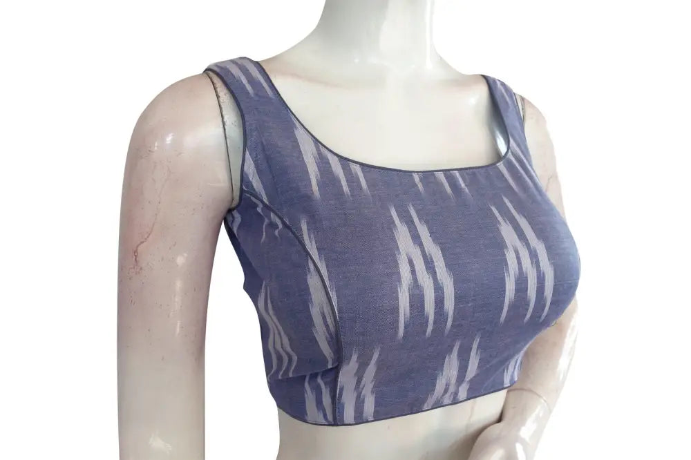 Chic Blue Ikkat Readymade Blouse, Timeless Elegance - D3blouses