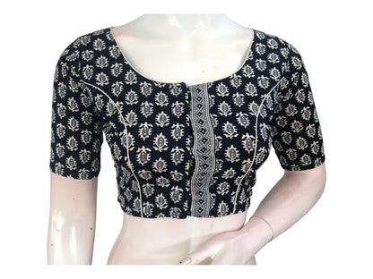 Chic Staple: Black Cotton Blouse with High Neckline - D3blouses