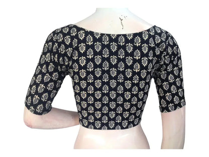 Chic Staple: Black Cotton Blouse with High Neckline - D3blouses