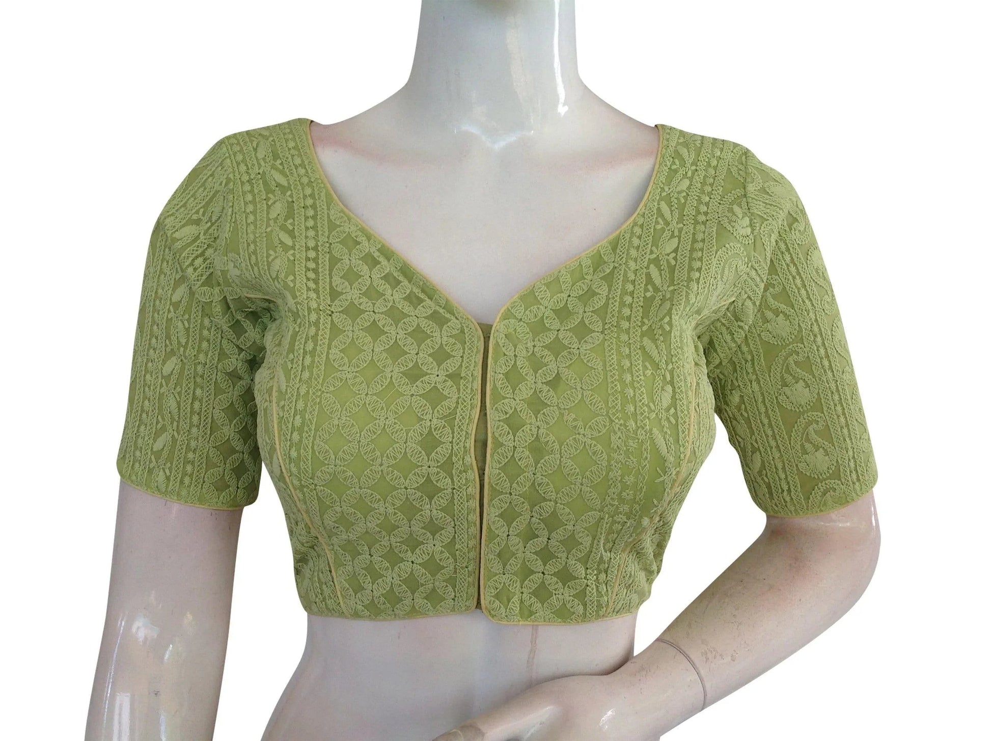 Chikankari Embroidery Indian saree Readymade blouse, Plus Size - D3blouses