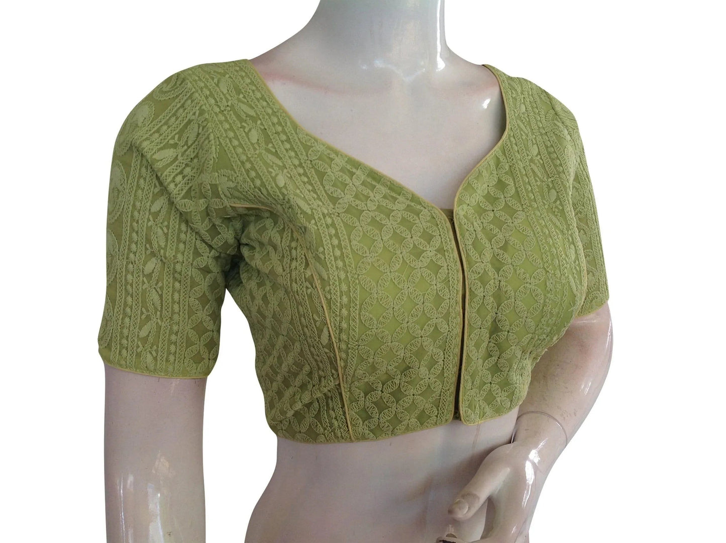 Chikankari Embroidery Indian saree Readymade blouse, Plus Size - D3blouses