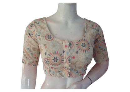 Chromatic Charm" Khadi Blouse: Multicolored Sequins, Khadi Base - D3blouses