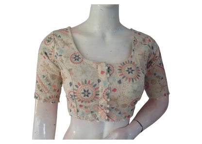 Chromatic Charm" Khadi Blouse: Multicolored Sequins, Khadi Base - D3blouses