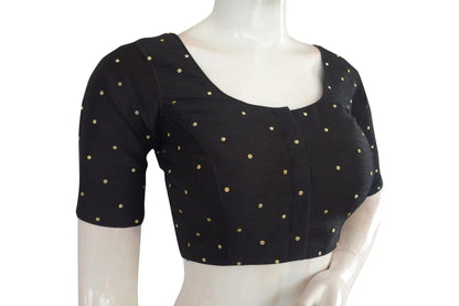 Classic Black Moti Stone Work Indian Saree Readymade Blouse - D3blouses