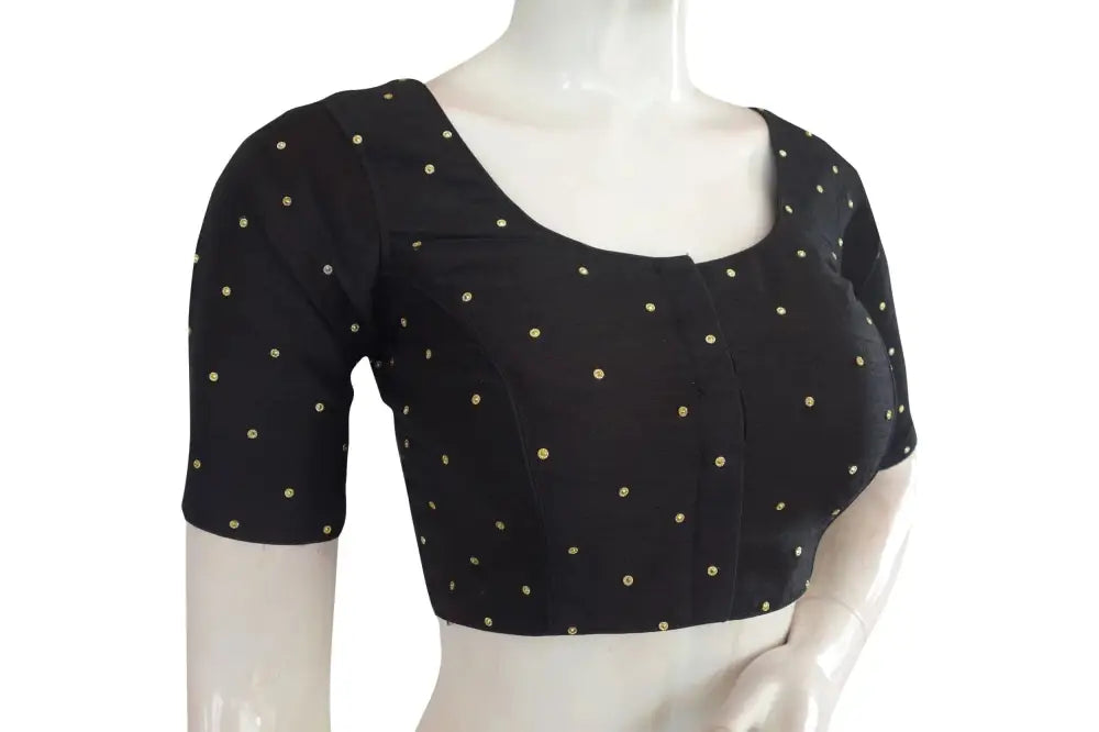 Classic Black Moti Stone Work Indian Saree Readymade Blouse - D3blouses