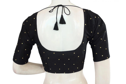 Classic Black Moti Stone Work Indian Saree Readymade Blouse - D3blouses