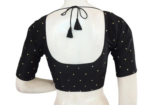 Classic Black Moti Stone Work Indian Saree Readymade Blouse - D3blouses