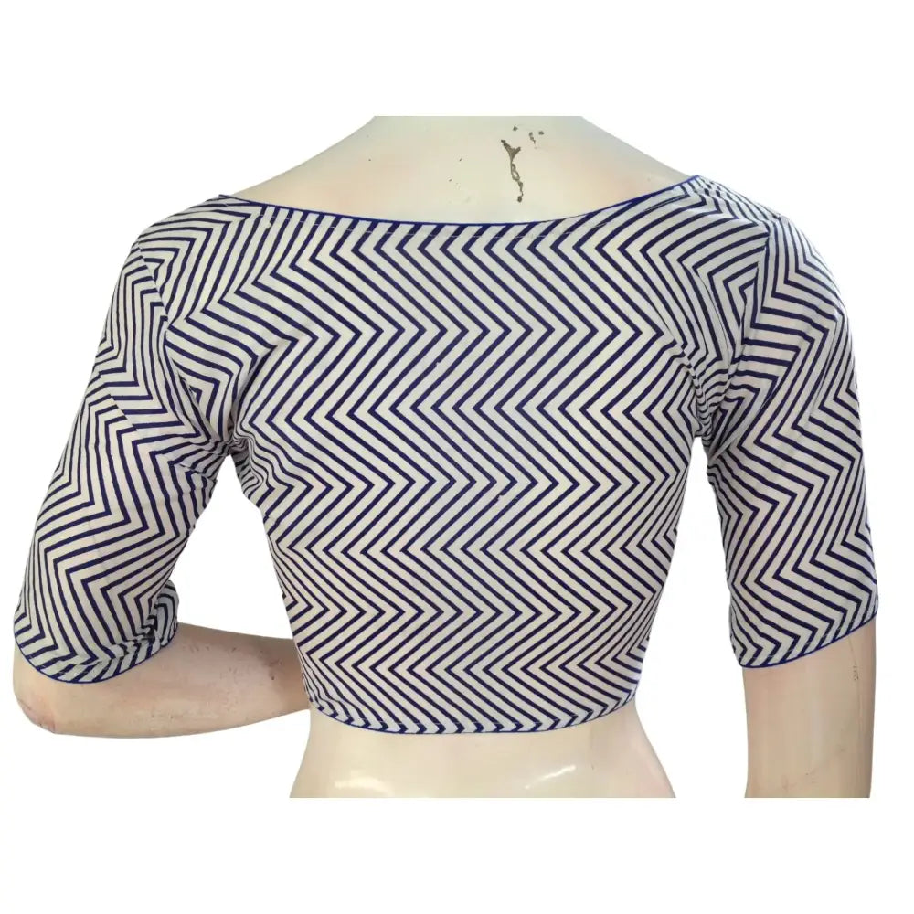 Classic Charm: White Cotton High Neck Blouse for Sarees - D3blouses