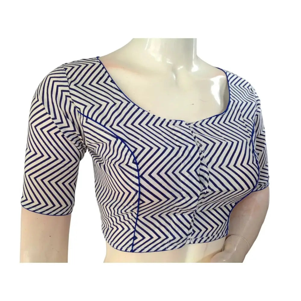 Classic Charm: White Cotton High Neck Blouse for Sarees - D3blouses