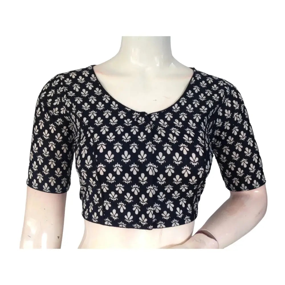 Classic Chic: Black Cotton High Neck Blouse - D3blouses