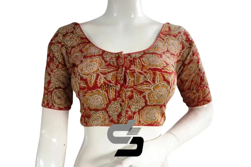Classic Kalamkari Cotton Blouse, Ready-made Indian Attire online - D3blouses
