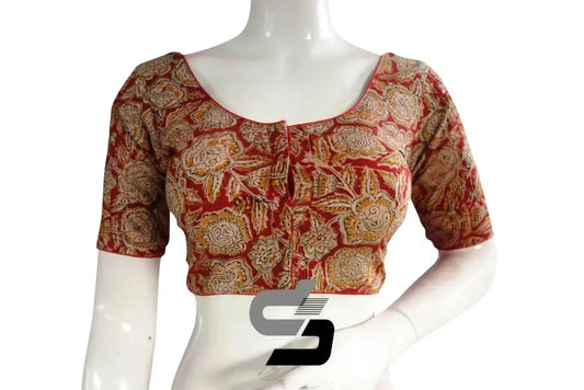 Classic Kalamkari Cotton Blouse, Ready-made Indian Attire online - D3blouses