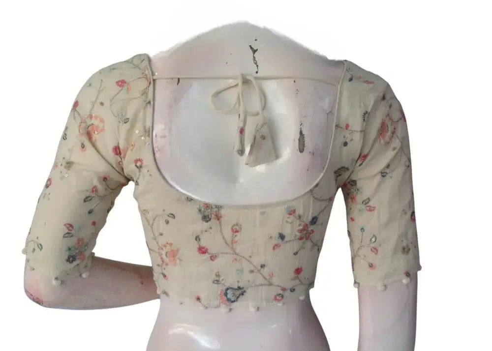 Comfort & Craft: Soft Khadi Cotton Blouse with Detailed Embroidery - D3blouses