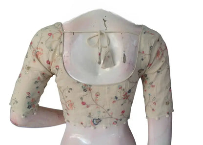 Comfort & Craft: Soft Khadi Cotton Blouse with Detailed Embroidery - D3blouses