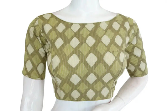 Contemporary Kalamkari Boat Neck Blouse, Designer Ready-to-Wear Chic - D3blouses