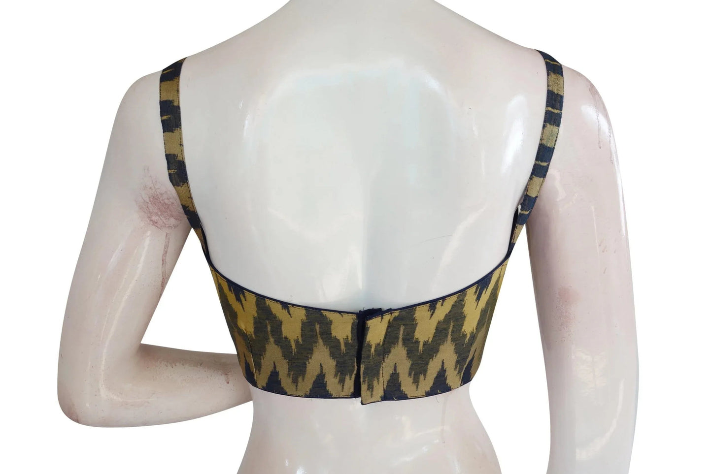 Contemporary Multi Ikkat Silk Blouse with Spaghetti Strap - Ethnic Charm - D3blouses