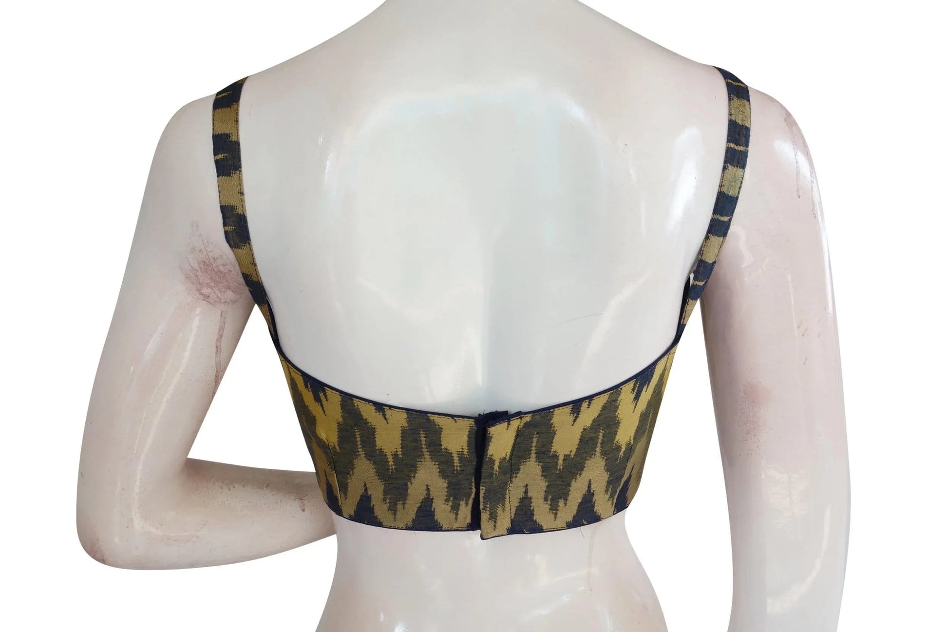 Contemporary Multi Ikkat Silk Blouse with Spaghetti Strap - Ethnic Charm - D3blouses