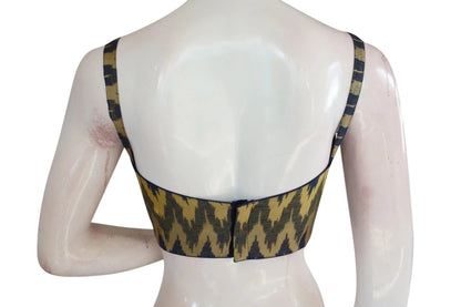 Contemporary Multi Ikkat Silk Blouse with Spaghetti Strap - Ethnic Charm - D3blouses