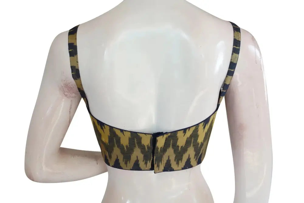 Contemporary Multi Ikkat Silk Blouse with Spaghetti Strap - Ethnic Charm - D3blouses