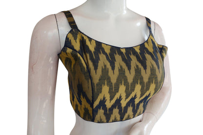 Contemporary Multi Ikkat Silk Blouse with Spaghetti Strap - Ethnic Charm - D3blouses