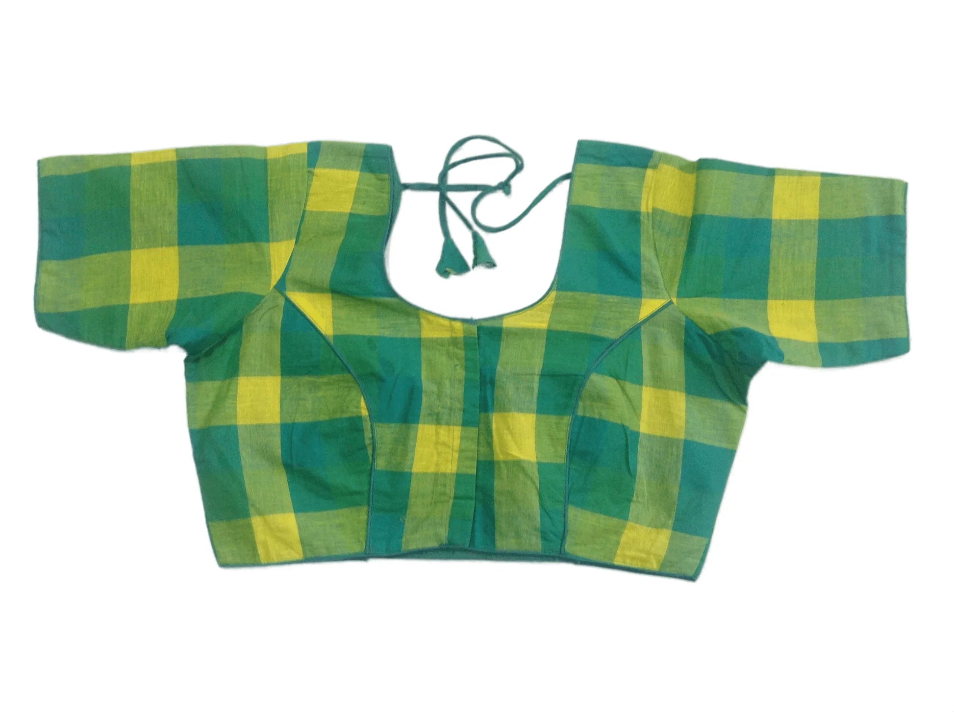 Cotton Checks Readymade saree blouse ,Plus Size Indian Cotton Readymade blouse - D3blouses