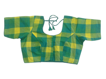 Cotton Checks Readymade saree blouse ,Plus Size Indian Cotton Readymade blouse - D3blouses