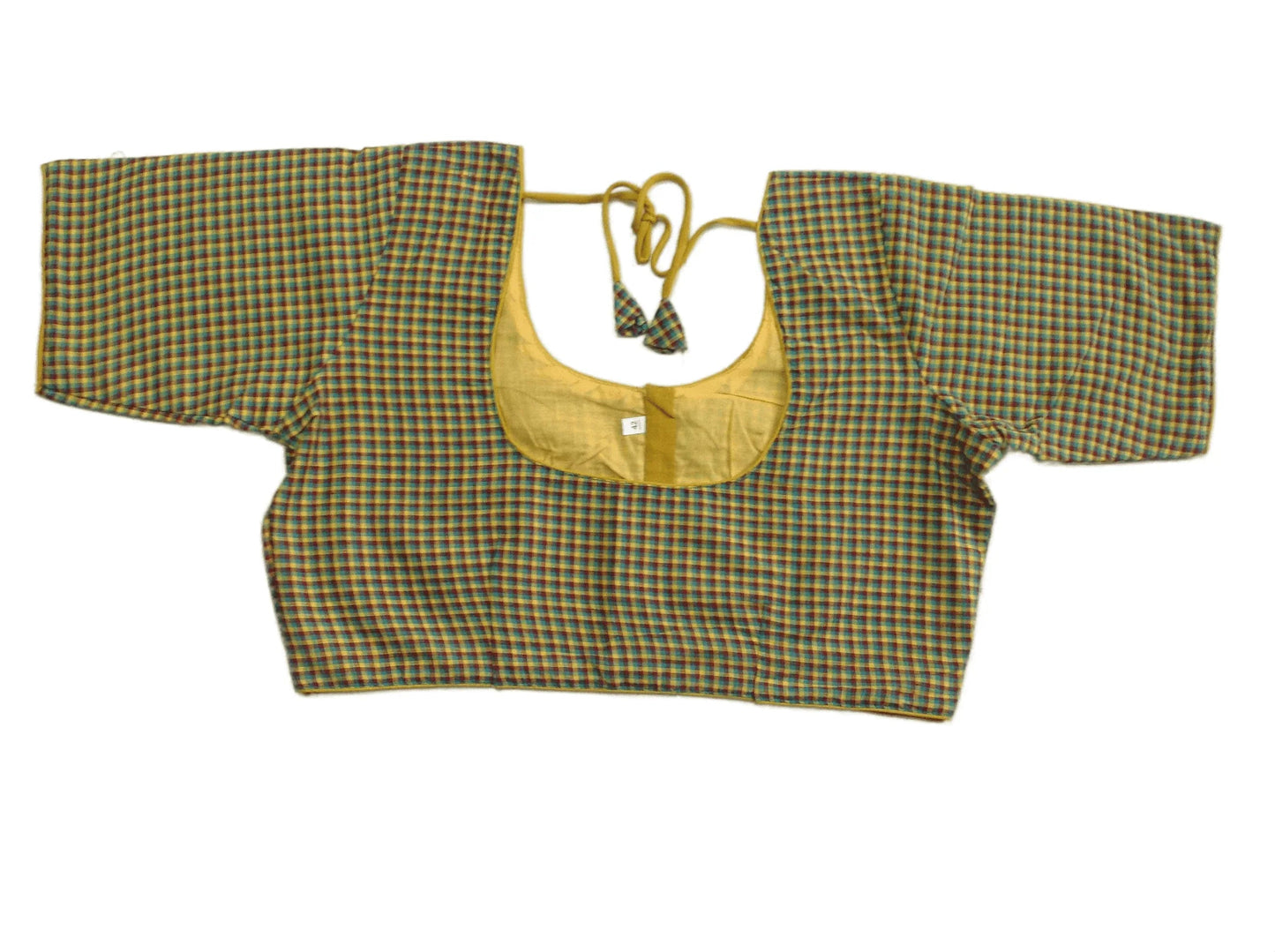 Cotton Checks Readymade saree blouse ,Plus Size Indian Cotton Readymade blouse - D3blouses