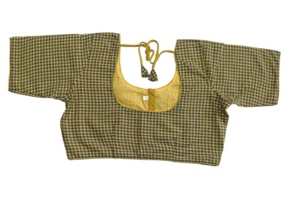 Cotton Checks Readymade saree blouse ,Plus Size Indian Cotton Readymade blouse - D3blouses