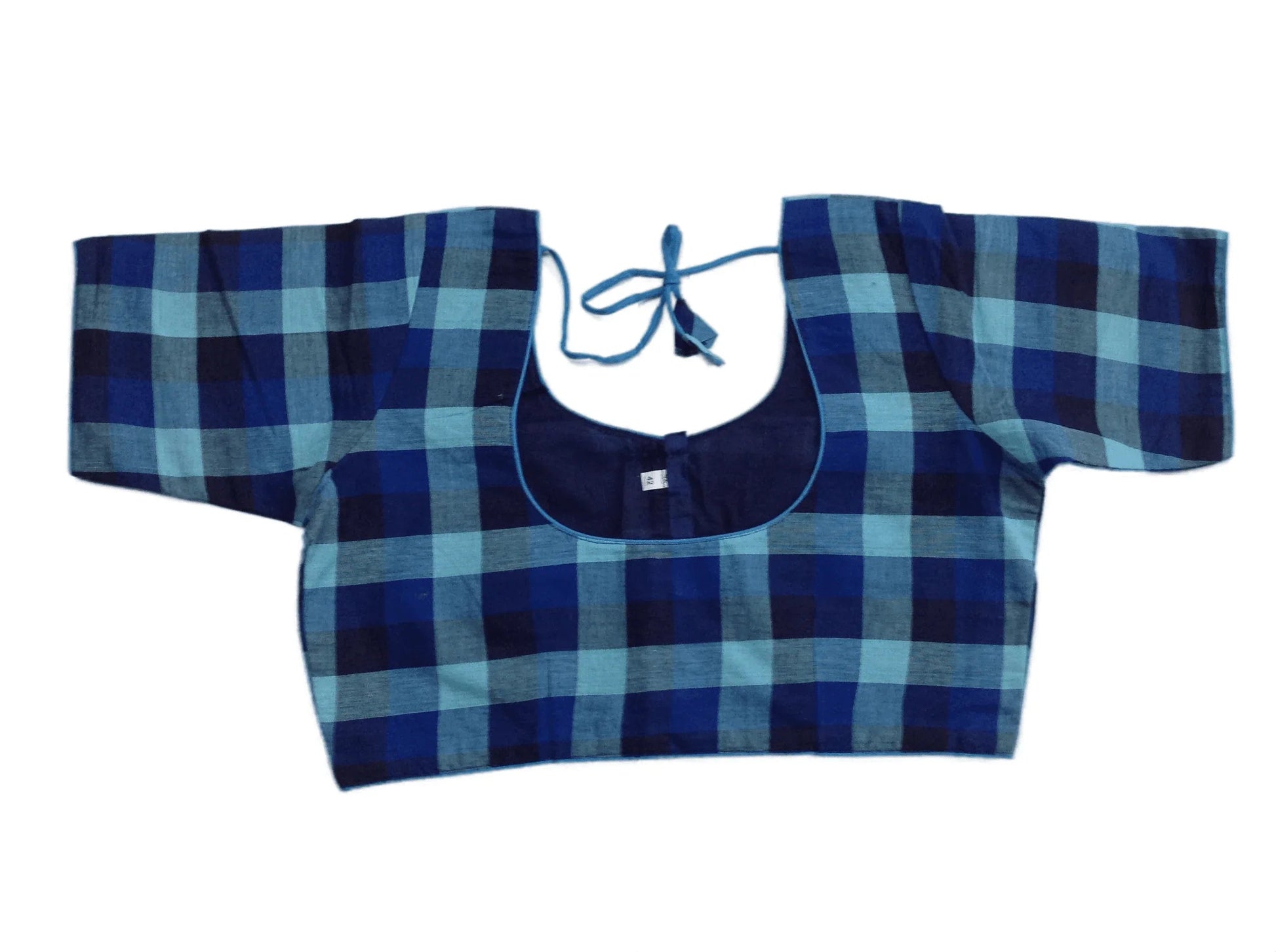 Cotton Checks Readymade saree blouse ,Plus Size Indian Cotton Readymade blouse - D3blouses