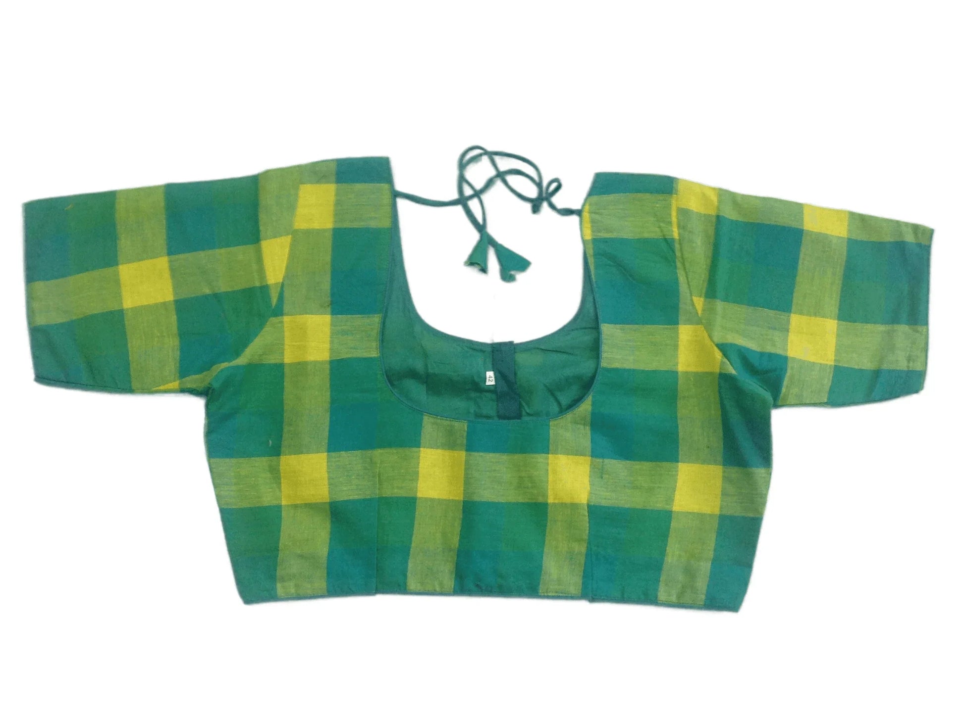 Cotton Checks Readymade saree blouse ,Plus Size Indian Cotton Readymade blouse - D3blouses