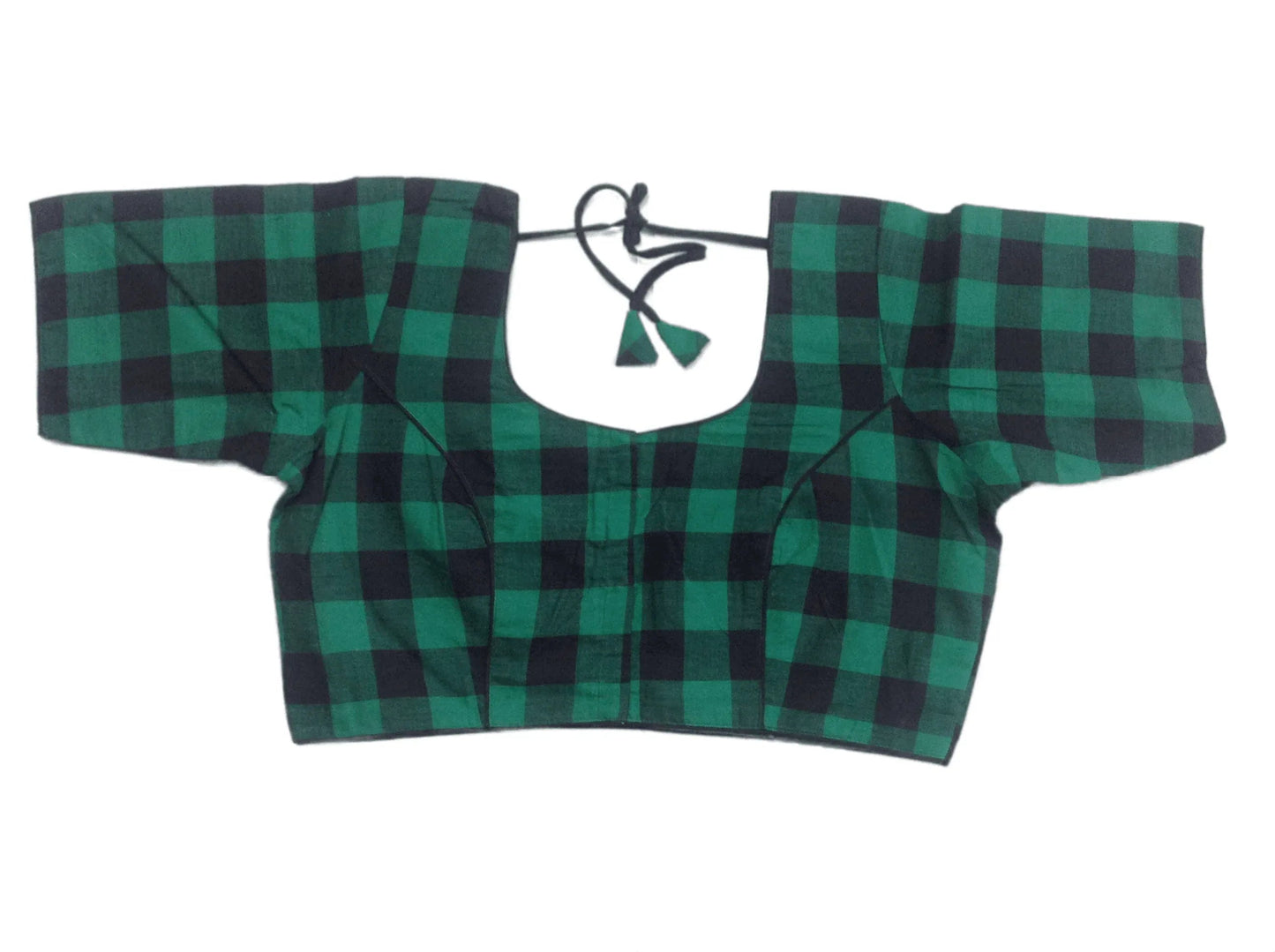 Cotton Checks Readymade saree blouse ,Plus Size Indian Cotton Readymade blouse - D3blouses