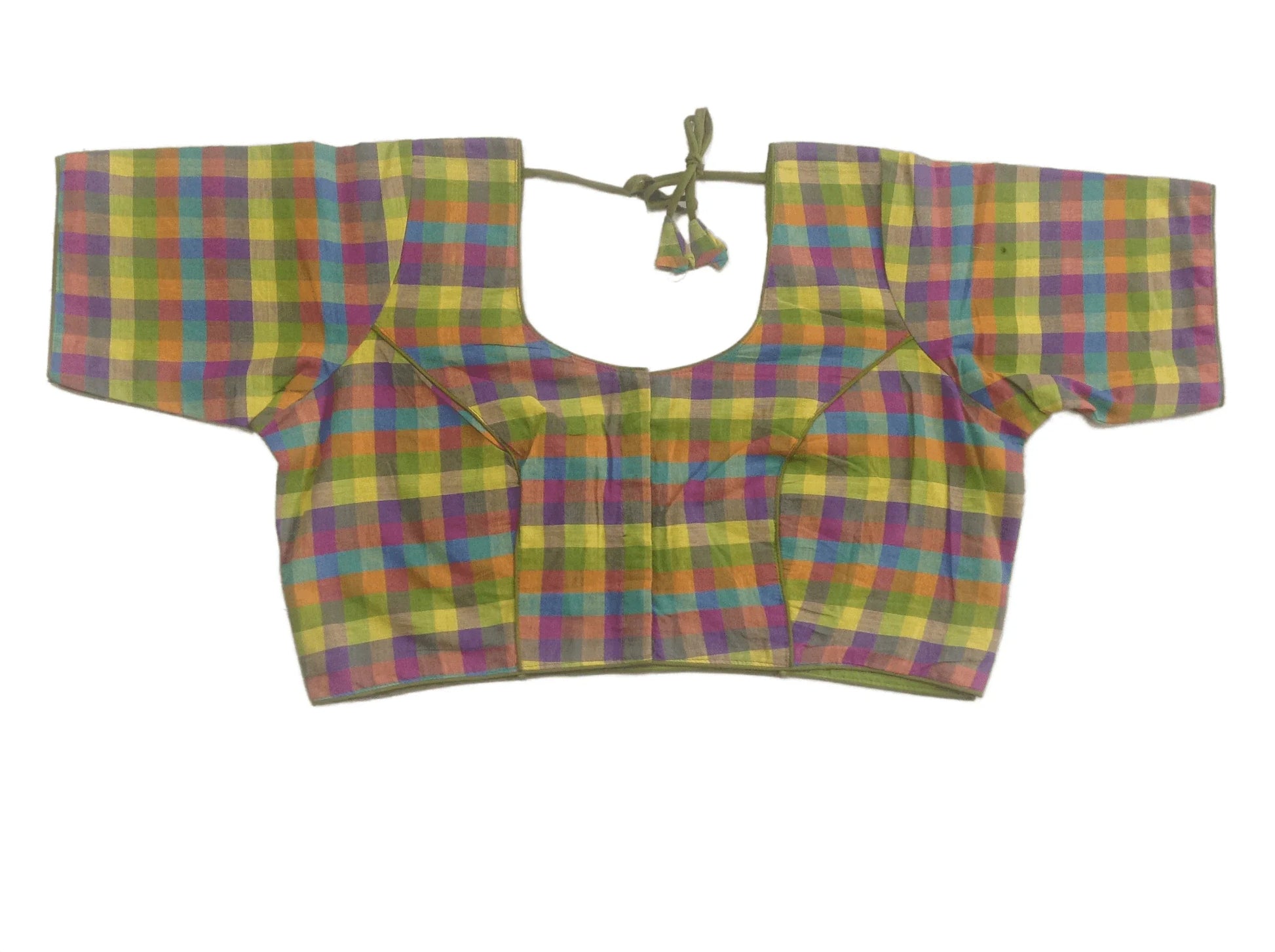 Cotton Checks Readymade saree blouse ,Plus Size Indian Cotton Readymade blouse - D3blouses