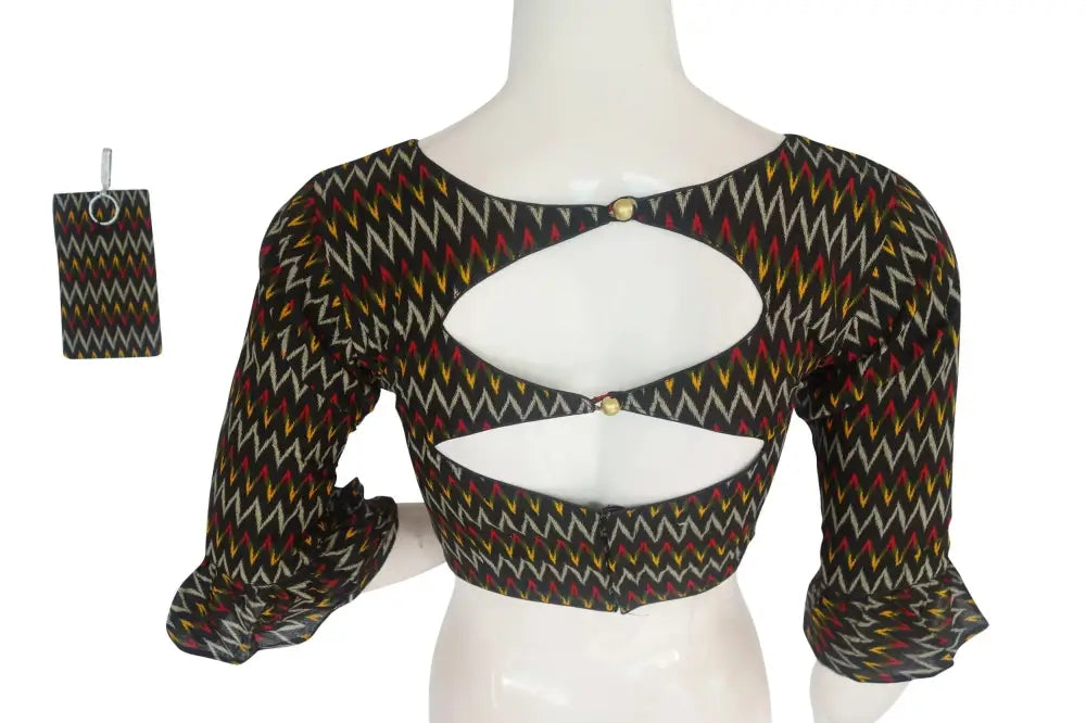 Cotton Printed Designer Readymade Blouse with Matching Mask - D3blouses